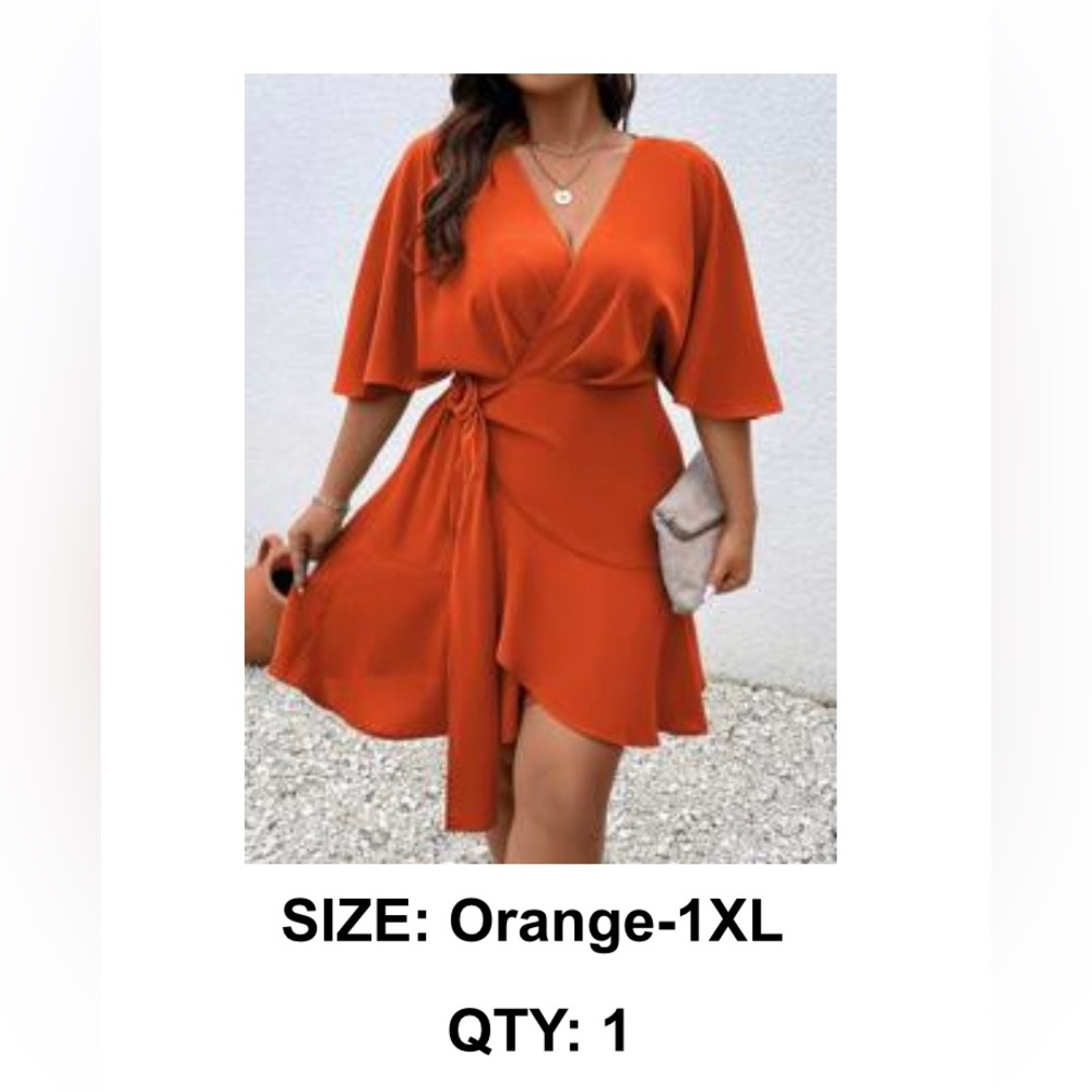Orange wrap dress - plus size